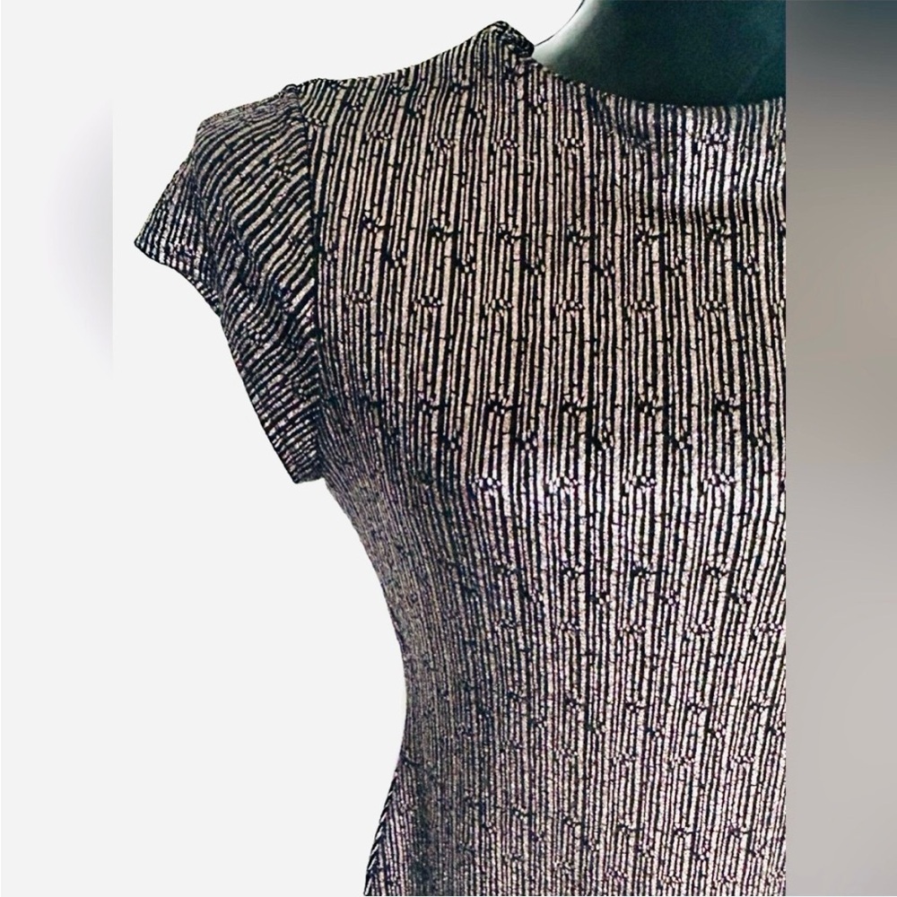 Gorgeous  Stella Luce Metallic Ribbed Cap-Sleeve Midi Dress *NWOT - Picture 6 of 14